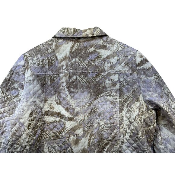 Chicos Womens Quilted Paisley Jacket Size 3 XL Purple Gray Shell Full Zip - Picture 12 of 13